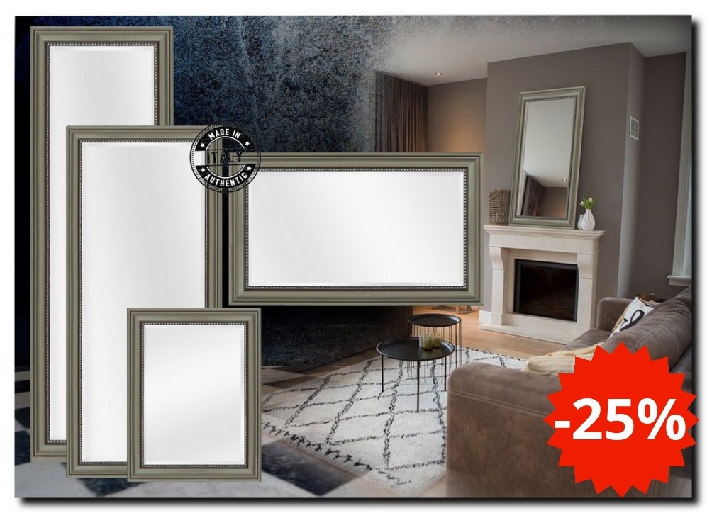 0000M2303-2ts Mirror Nino Taupe with silver bead