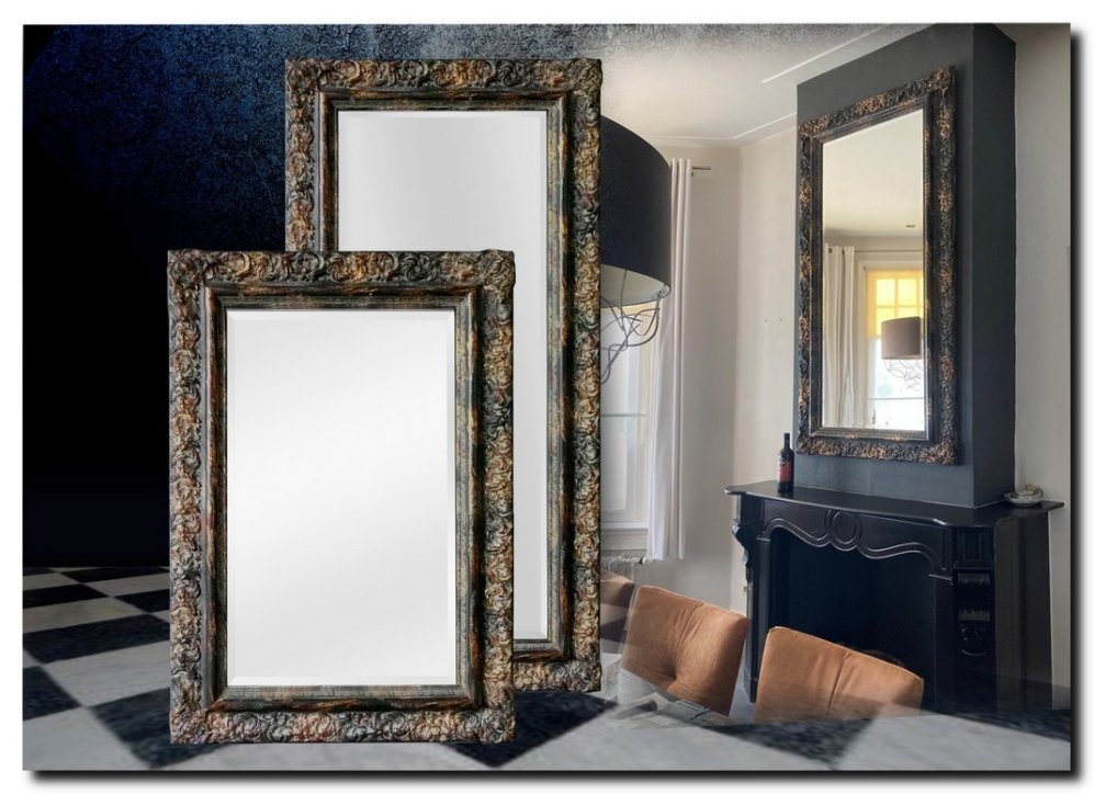 3shb Mirror Allesandro Shabby Black-Gold