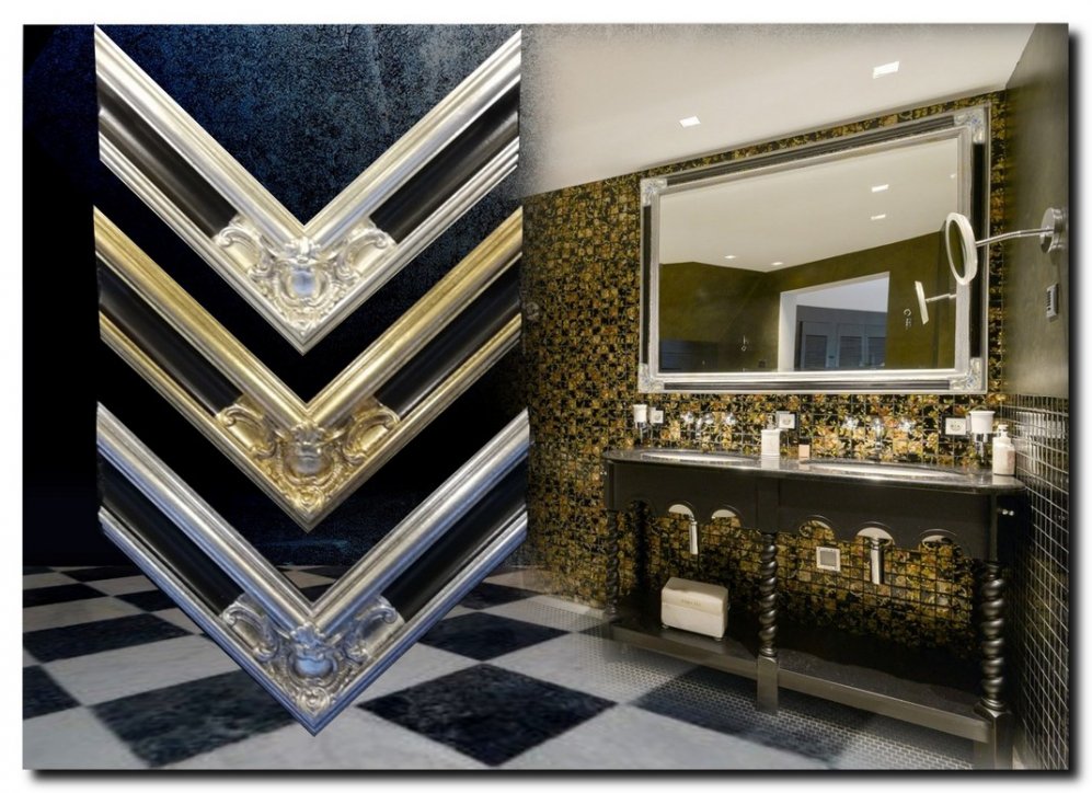 9.2521F60001sb Mirror Basilio Silver-Black