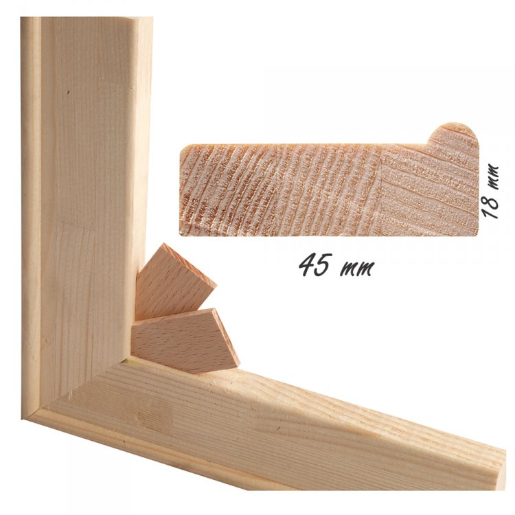 eSpie45icmg Stretcher Bar 45 mm — non-standard lengths 71–99 cm, with slot