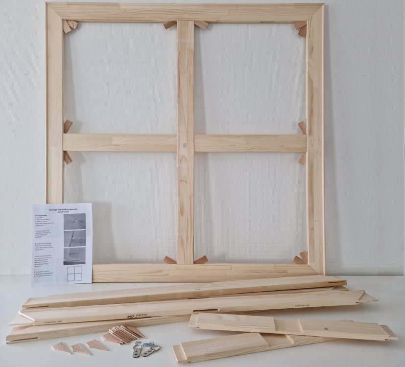 jSpie65 Pakket krs 160-160 Complete DIY Set incl. Hanging Brackets for Wide Stretcher Frame 65 mm with Cross Bars up to 160 × 160 cm