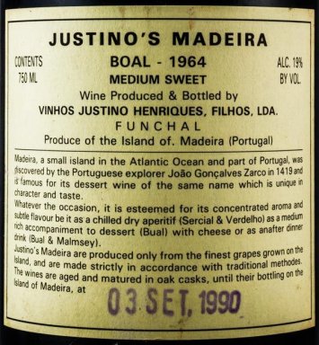 AJUM022 1964 Justinos Boal Vintage Madeira - medium sweet