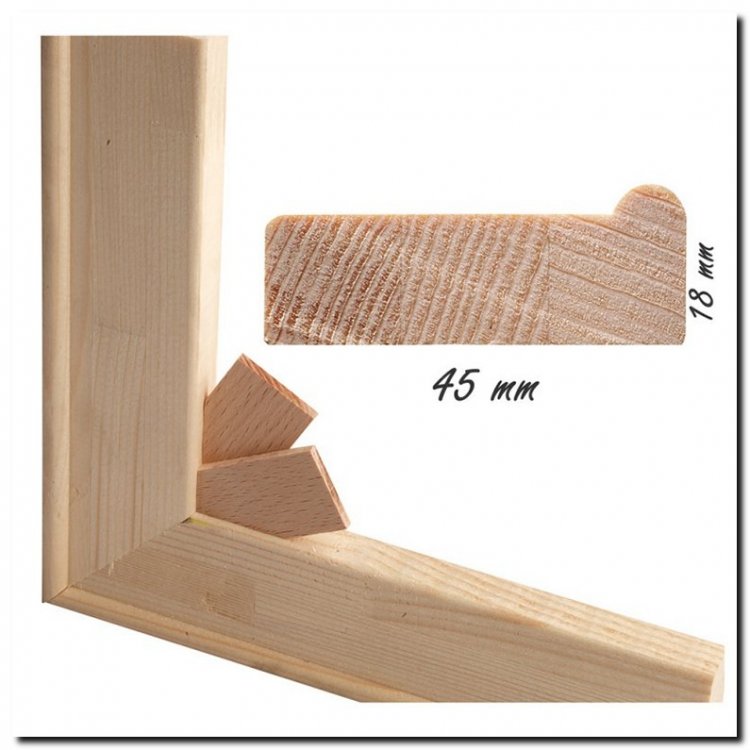 aSpie45 Pakket 20-50 Complete DIY set for 45mm stretcher frame incl. hanger until 50x100cm