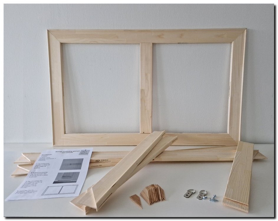 hSpie65 Pakket TL 95-160 Complete DIY Set incl. Hanging Brackets for Wide Stretcher Frame 65 mm with Centre Bar up to 95 × 160 cm