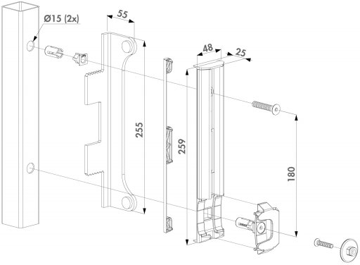 241100 Stainless steel security keep for Fortylock SFKB-QF
