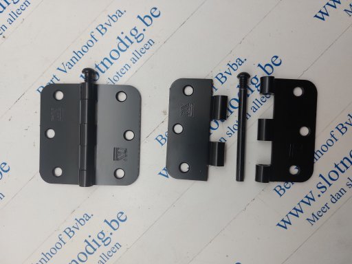 273676 Butt hinge round corners pen 76x76 mm steel black